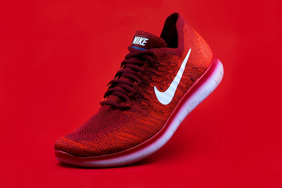 Red lightweight running shoe